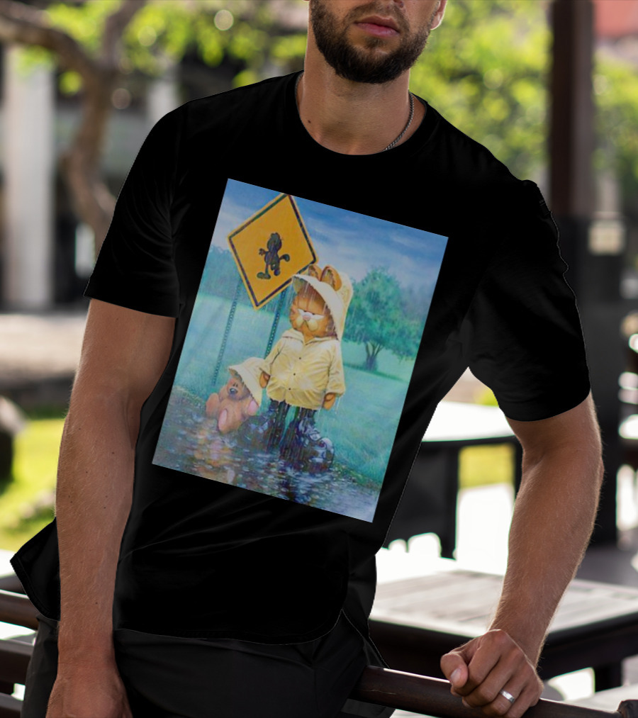 Garfield Rainy Day Yellow Jacket Relaxation T-Shirt