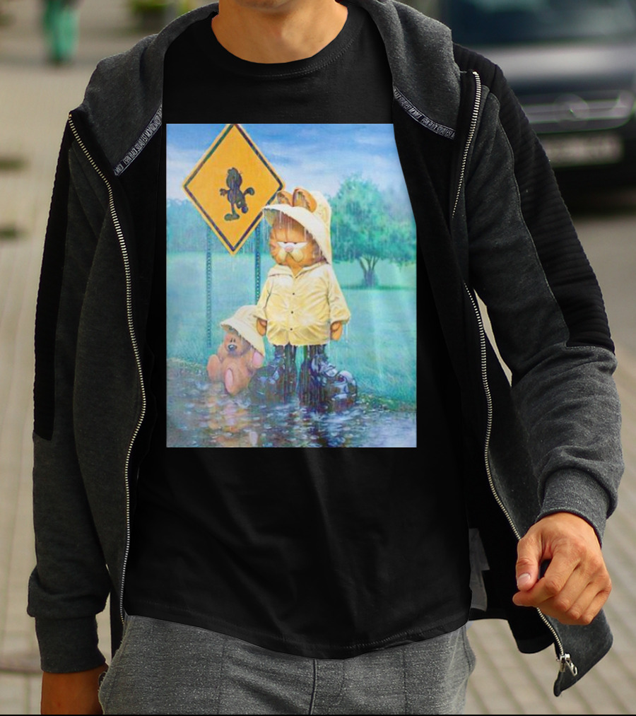 Garfield Rainy Day Yellow Jacket Relaxation T-Shirt