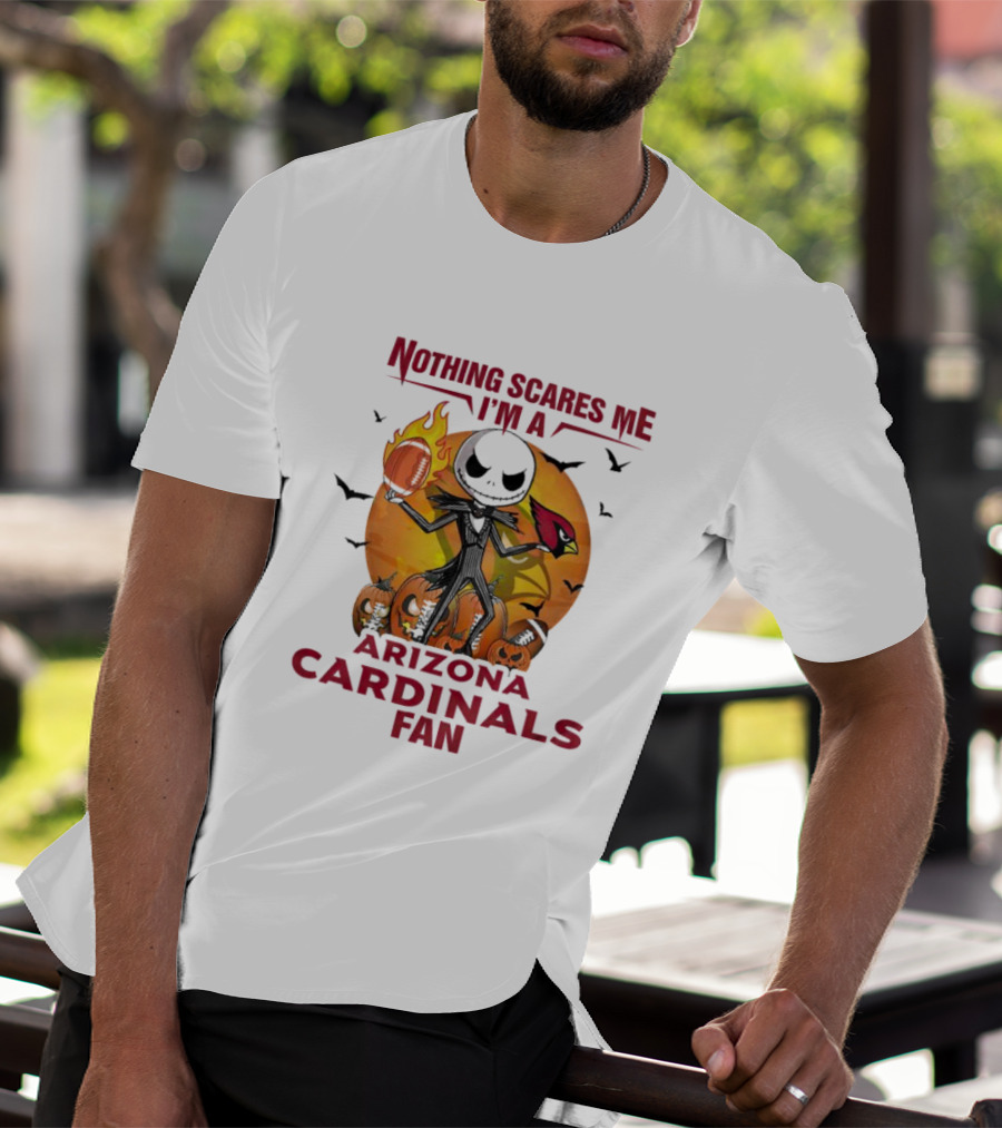 Nothing Scares Me I'm A Arizona Cardinals Fan Jack Skellington Halloween T-Shirt
