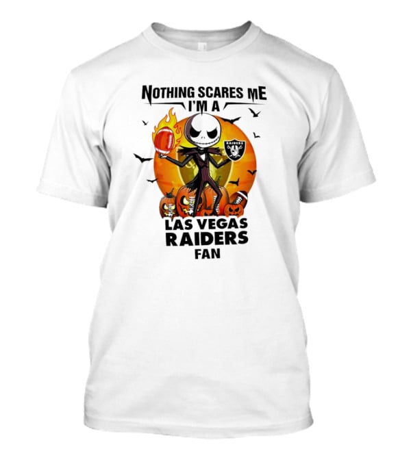Nothing Scares Me I'm A Las Vegas Raiders Fan Halloween Jack Skellington Pumpkins T-Shirt