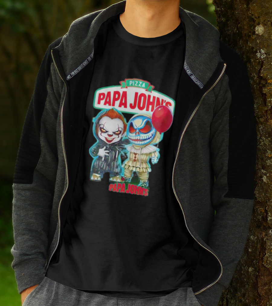 Papa John’s Pennywise Jack Skellington Halloween Pizza Balloon T-Shirt