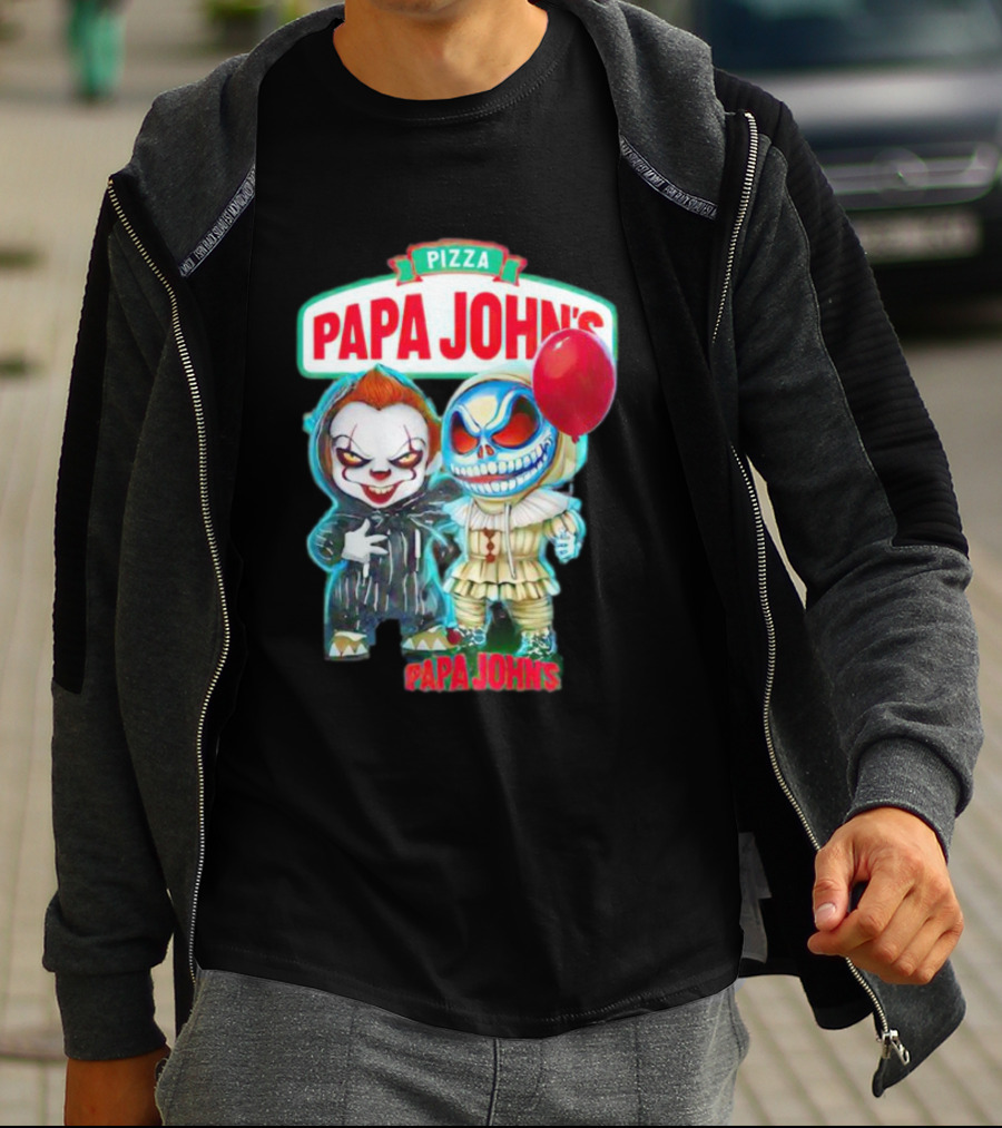 Papa John’s Pennywise Jack Skellington Halloween Pizza Balloon T-Shirt