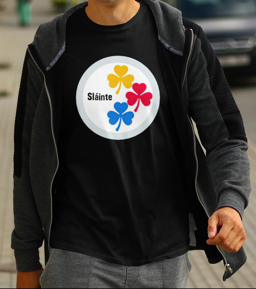 Sláinte Steelers Irish Shamrock Symbols T-Shirt