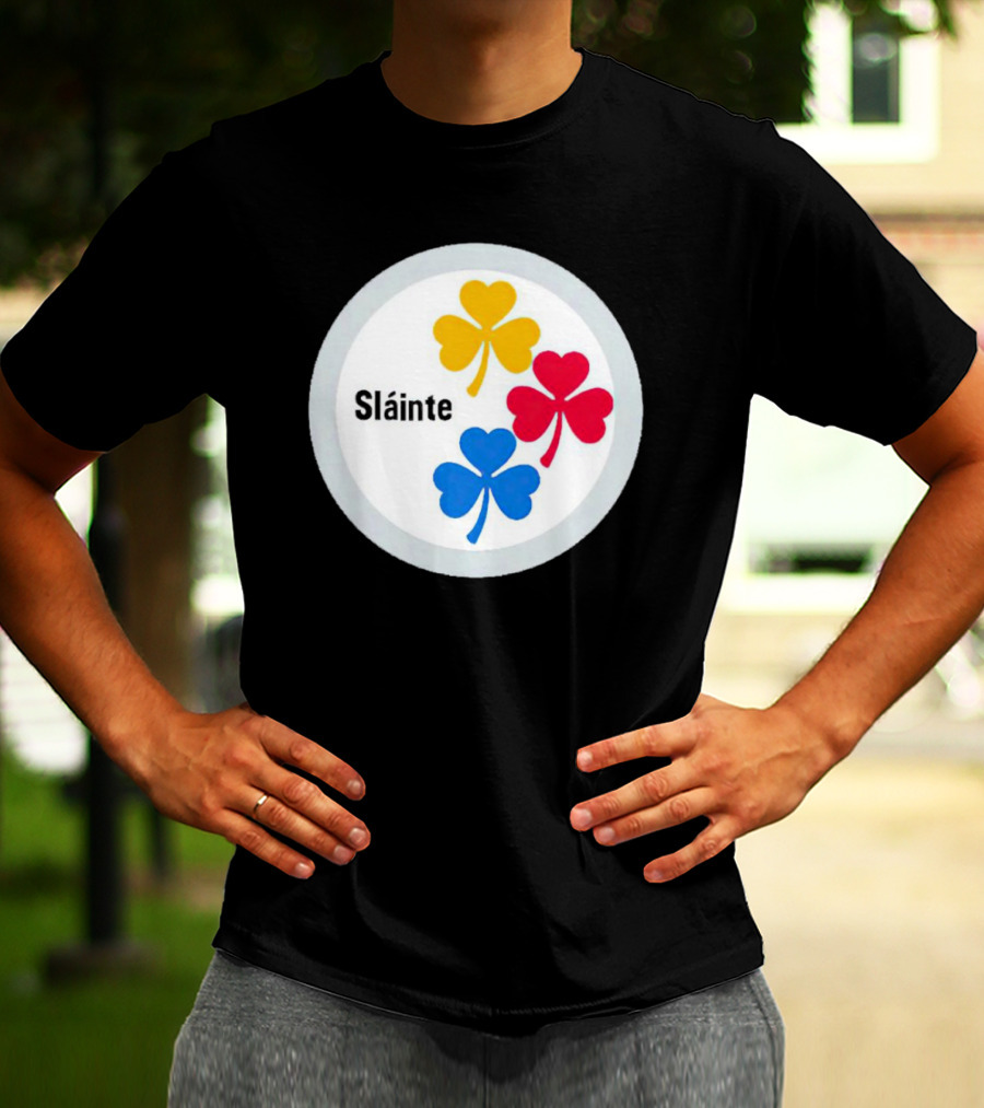 Sláinte Steelers Irish Shamrock Symbols T-Shirt