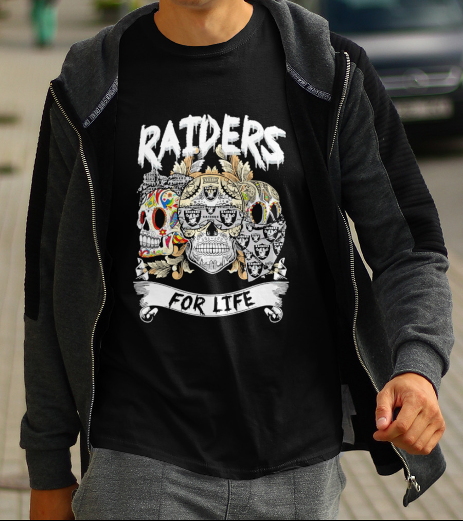 Raiders Sugar Skull For Life T-Shirt