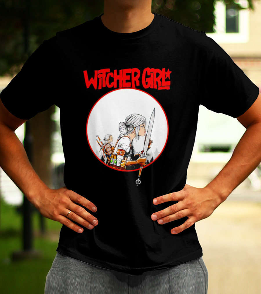 Witcher Girl Sword Arts Iconic Fantasy Character Scene T-Shirt