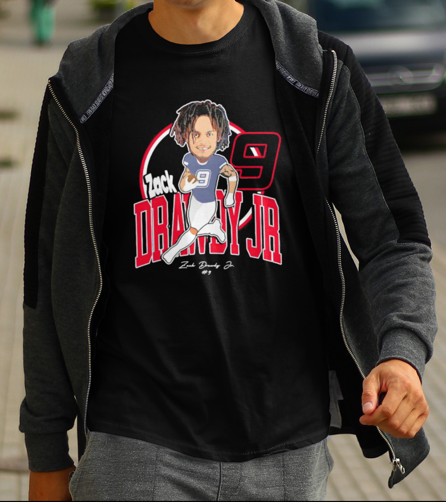 Zack Drawdy Jr Running Caricature #9 Signature Football T-Shirt
