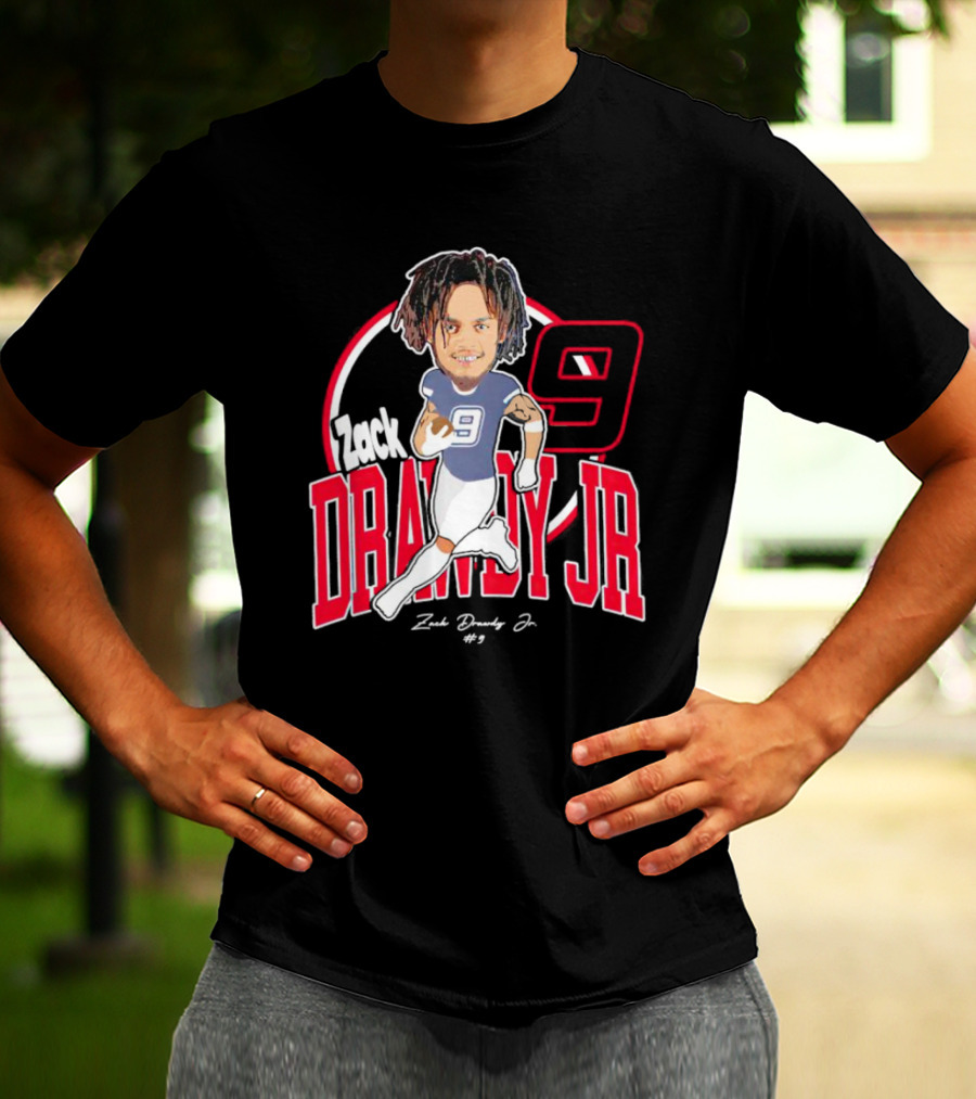 Zack Drawdy Jr Running Caricature #9 Signature Football T-Shirt