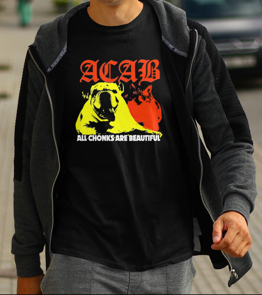 ACAB Bulldog All Chonks Are Beautiful Yellow Red T-Shirt