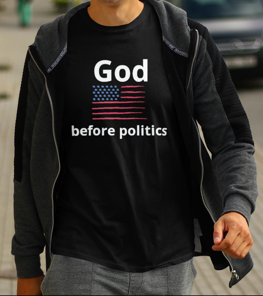 God Before Politics USA Flag T-Shirt