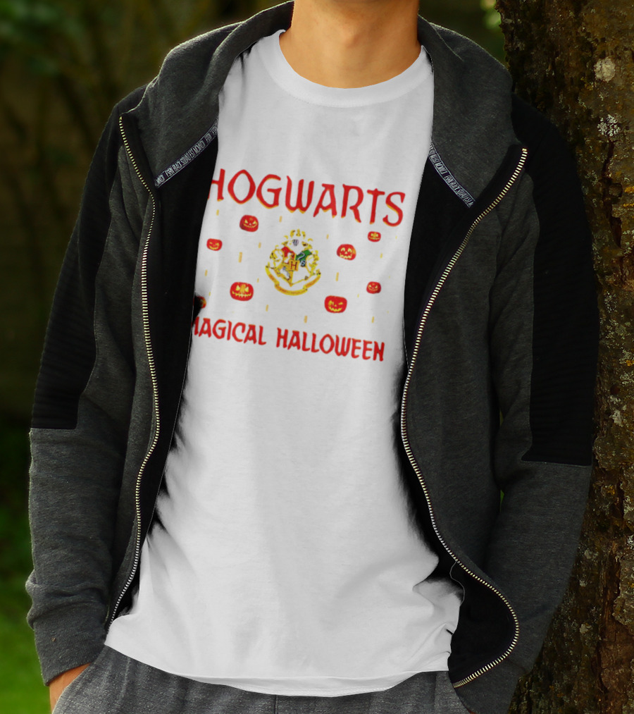 Hogwarts Magical Halloween With Crest And Pumpkins T-Shirt