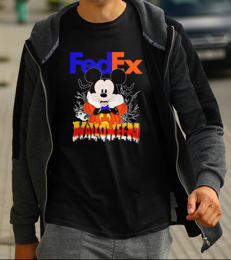 FedEx Mickey Mouse Halloween Pumpkin T-Shirt