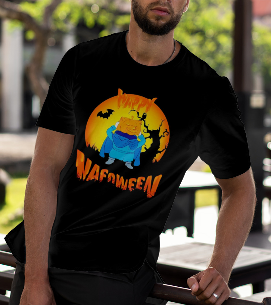 Happy NAFOween Pumpkin Rider With Spooky Moon And Bat T-Shirt