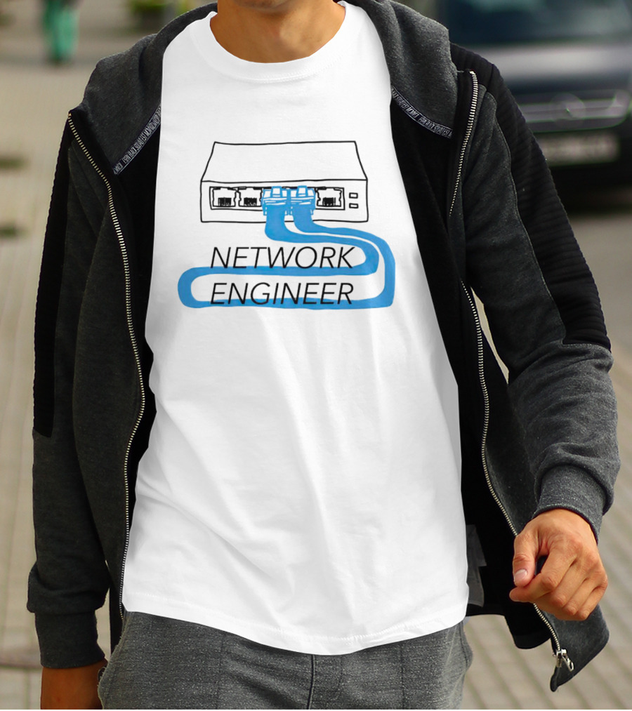 Network Engineer Ethernet Cable Switch Sketch T-Shirt