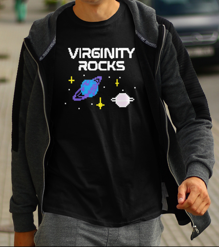 Virginity Rocks Pixel Space Planets And Stars T-Shirt