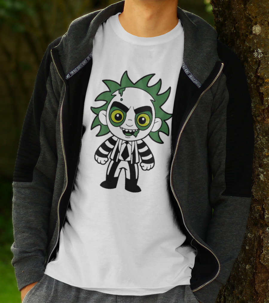 Beetlejuice Chibi Halloween Creepy Green Hair Character T-Shirt