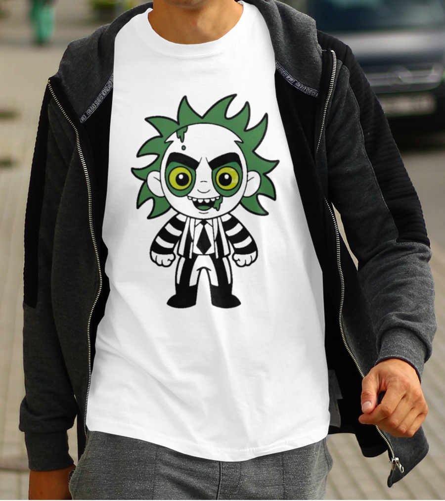 Beetlejuice Chibi Halloween Creepy Green Hair Character T-Shirt
