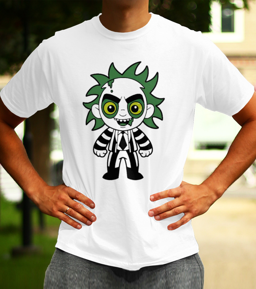 Beetlejuice Chibi Halloween Creepy Green Hair Character T-Shirt