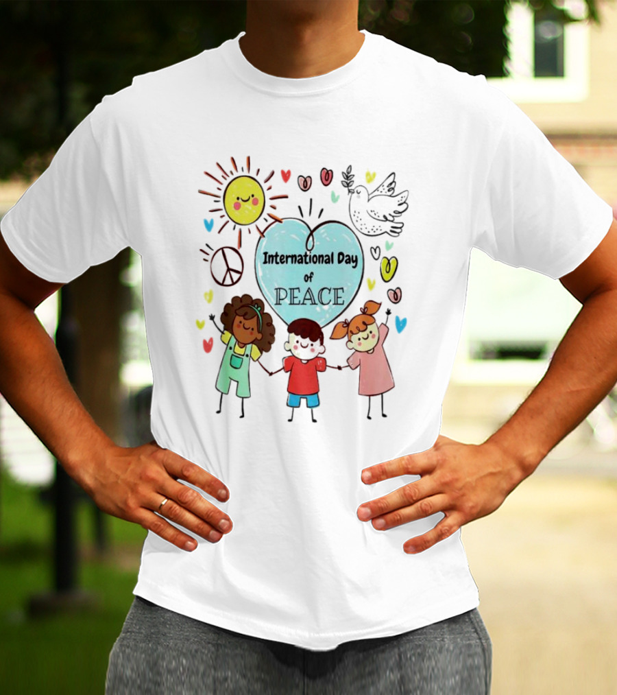 International Day Of Peace Children Hearts Dove Sun T-Shirt