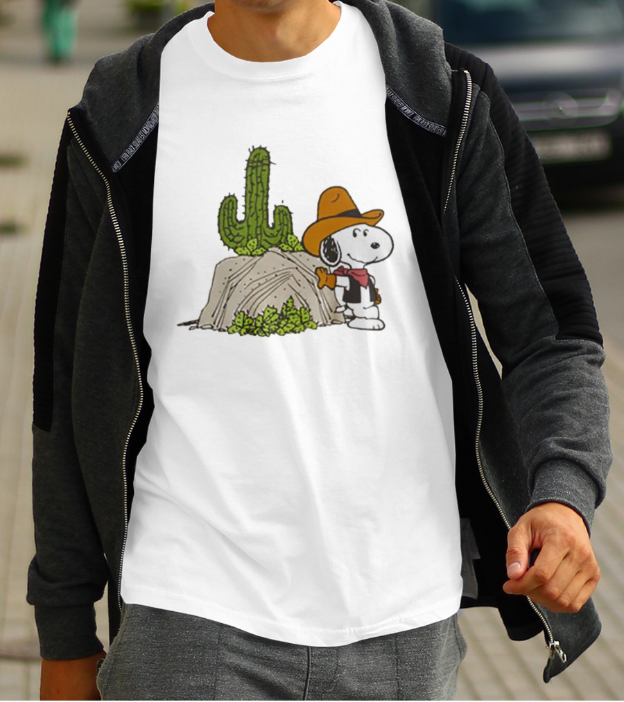 Cowboy Snoopy And Cactus Desert Scene T-Shirt