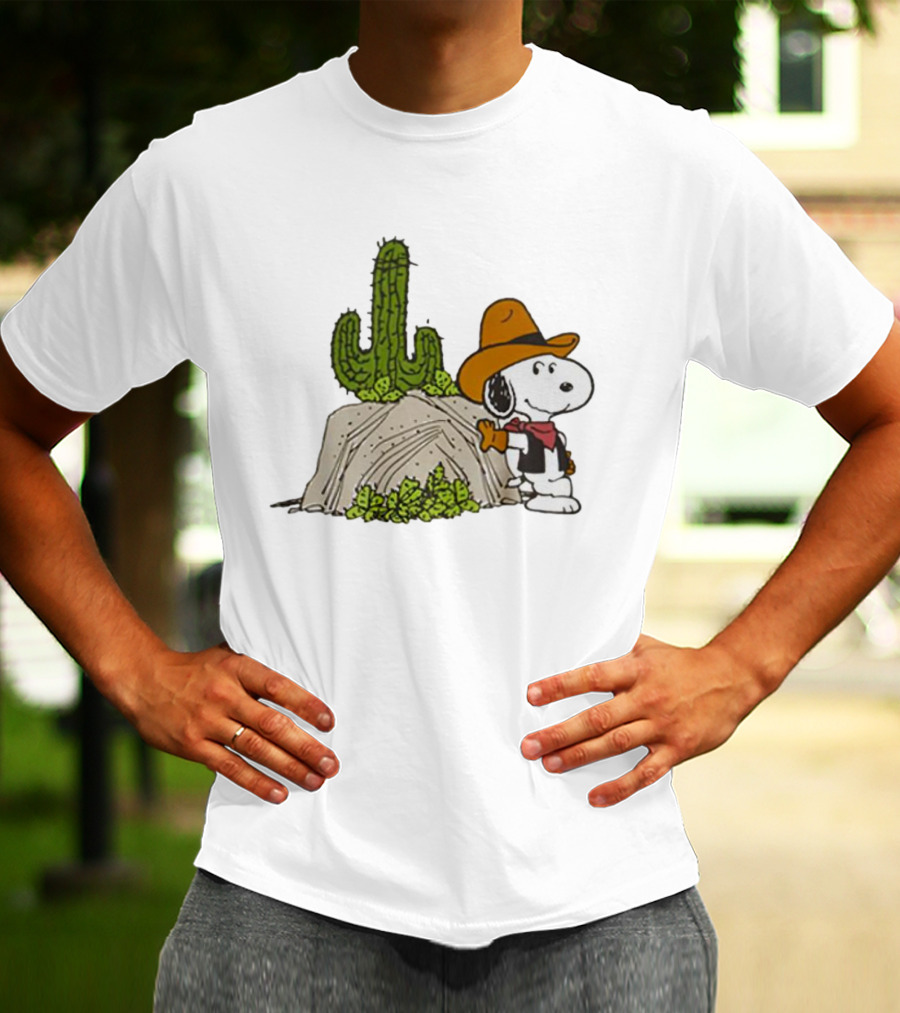 Cowboy Snoopy And Cactus Desert Scene T-Shirt