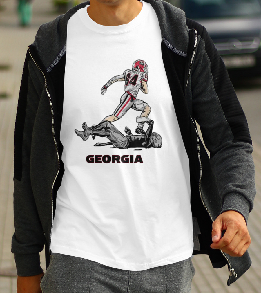 Georgia Football Ladd McConkey 84 Superstar Pose NIL T-Shirt