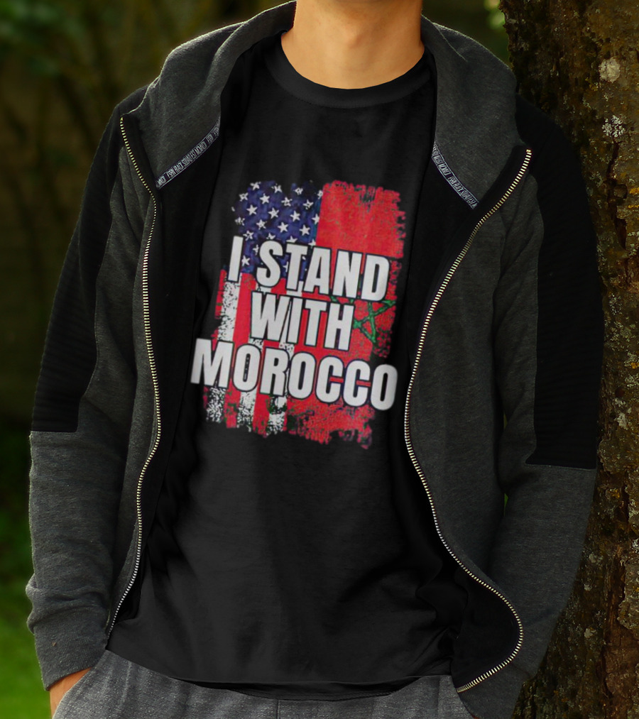 I Stand With Morocco American Flag Moroccan Flag T-Shirt