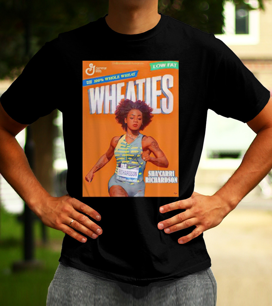 Sha’carri Richardson On Wheaties Box General Mills 100% Whole Wheat Low Fat T-Shirt