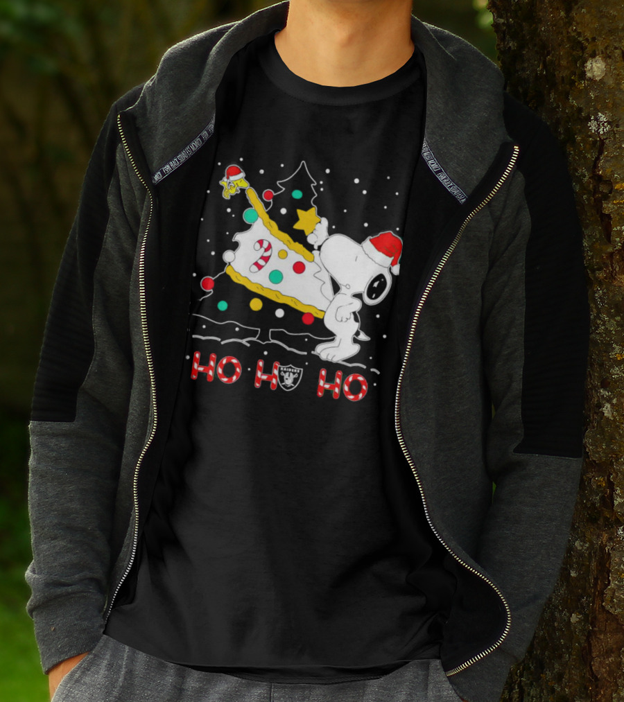 Snoopy Woodstock Las Vegas Raiders Christmas Ho Ho Ho T-Shirt
