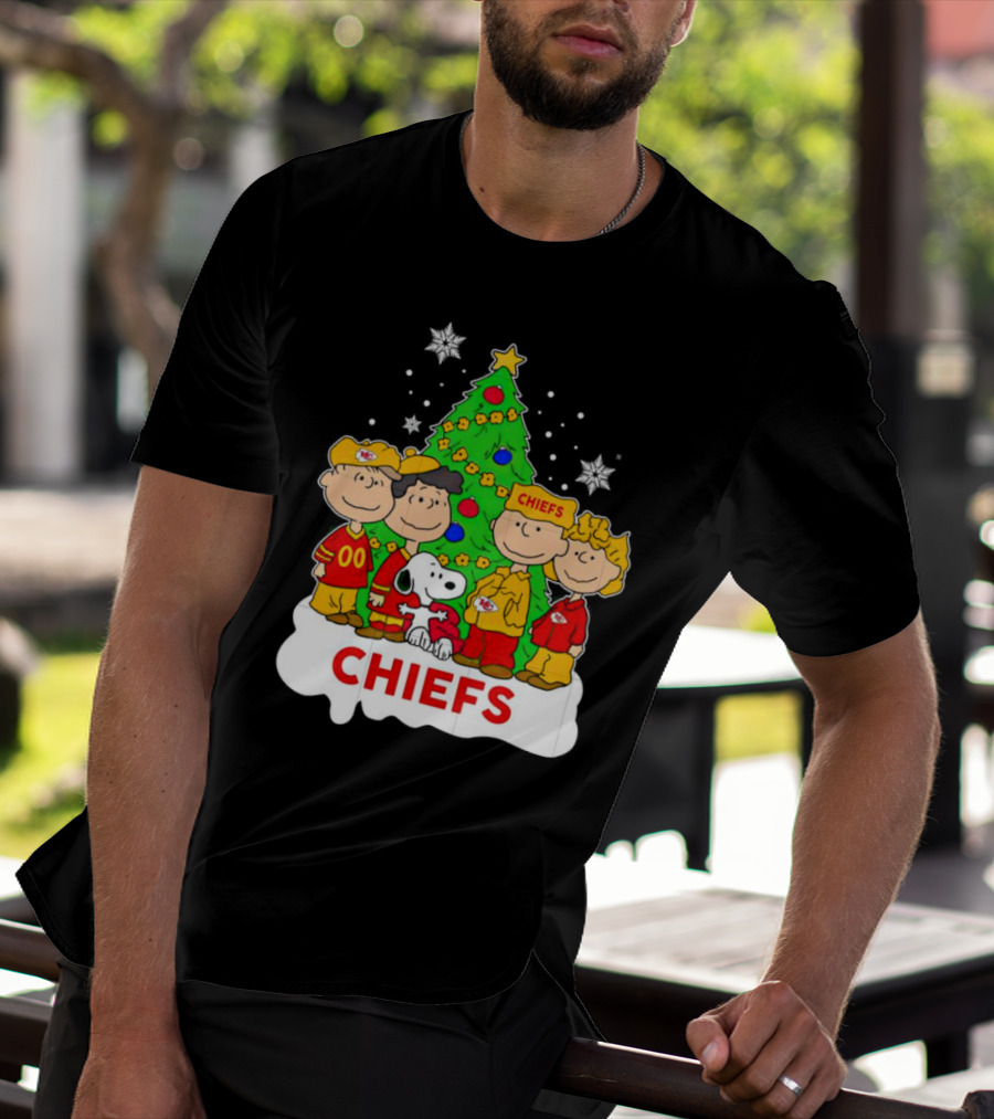 Peanuts Characters Chiefs Christmas Tree T-Shirt