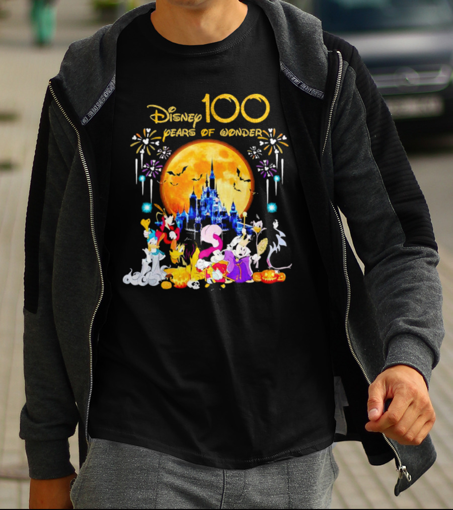 Disney 100 Years Of Wonder Halloween Castle And Characters T-Shirt