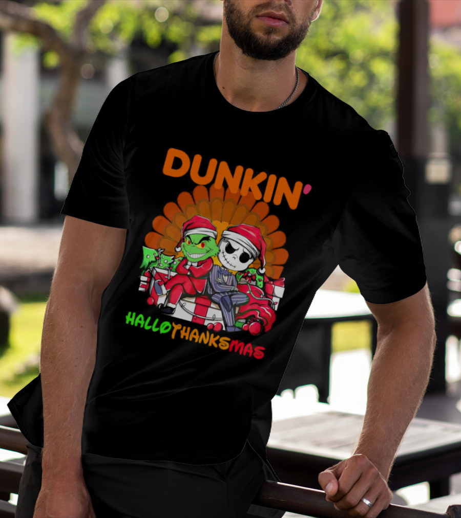Grinch Jack Skellington Dunkin Hallo Thanks Mas T-Shirt