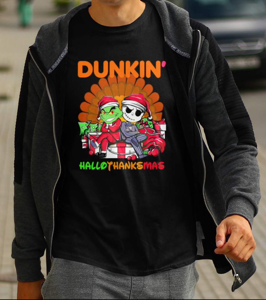 Grinch Jack Skellington Dunkin Hallo Thanks Mas T-Shirt