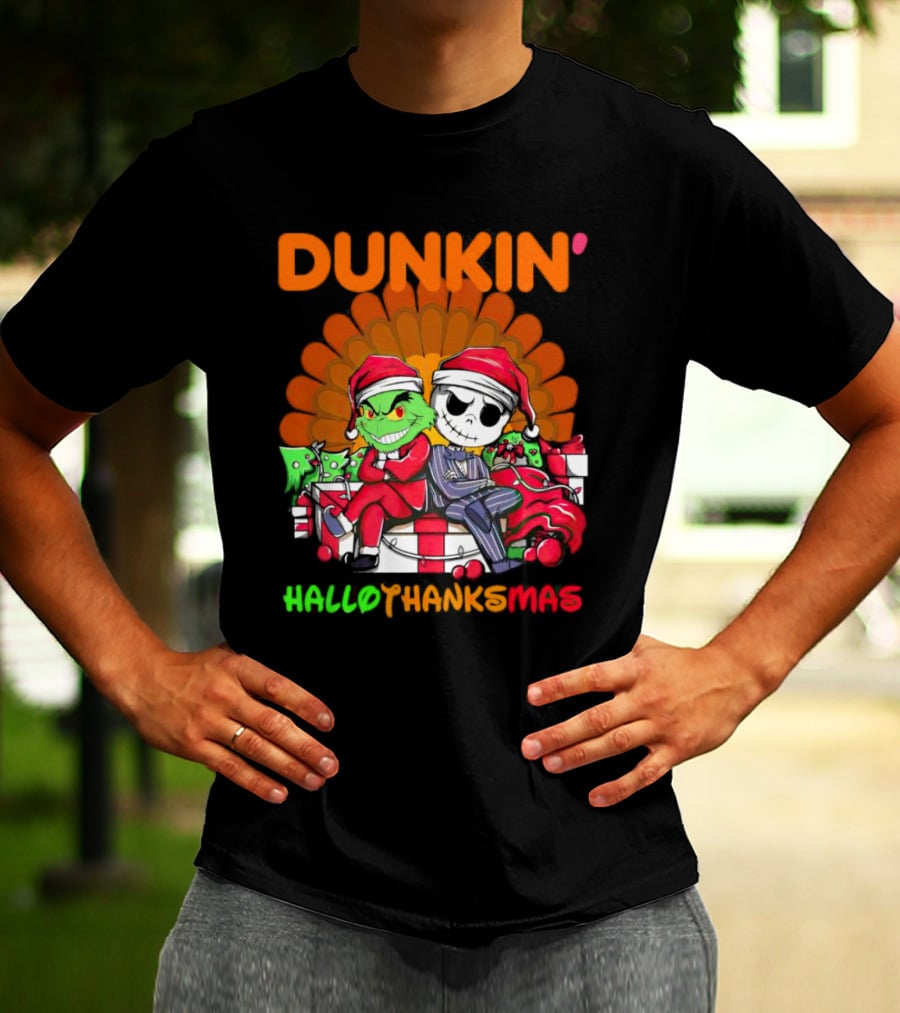 Grinch Jack Skellington Dunkin Hallo Thanks Mas T-Shirt