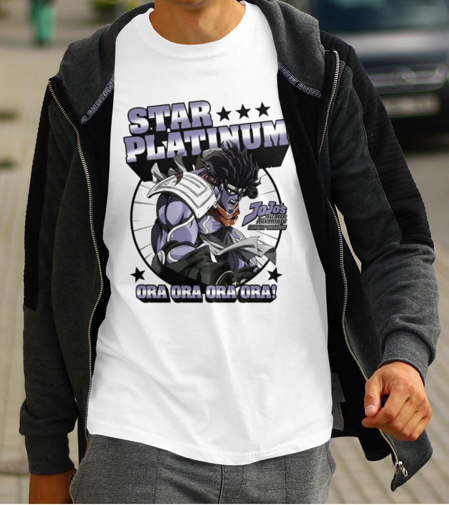 Star Platinum JoJo's Bizarre Adventure Ora Ora Ora Circle T-Shirt