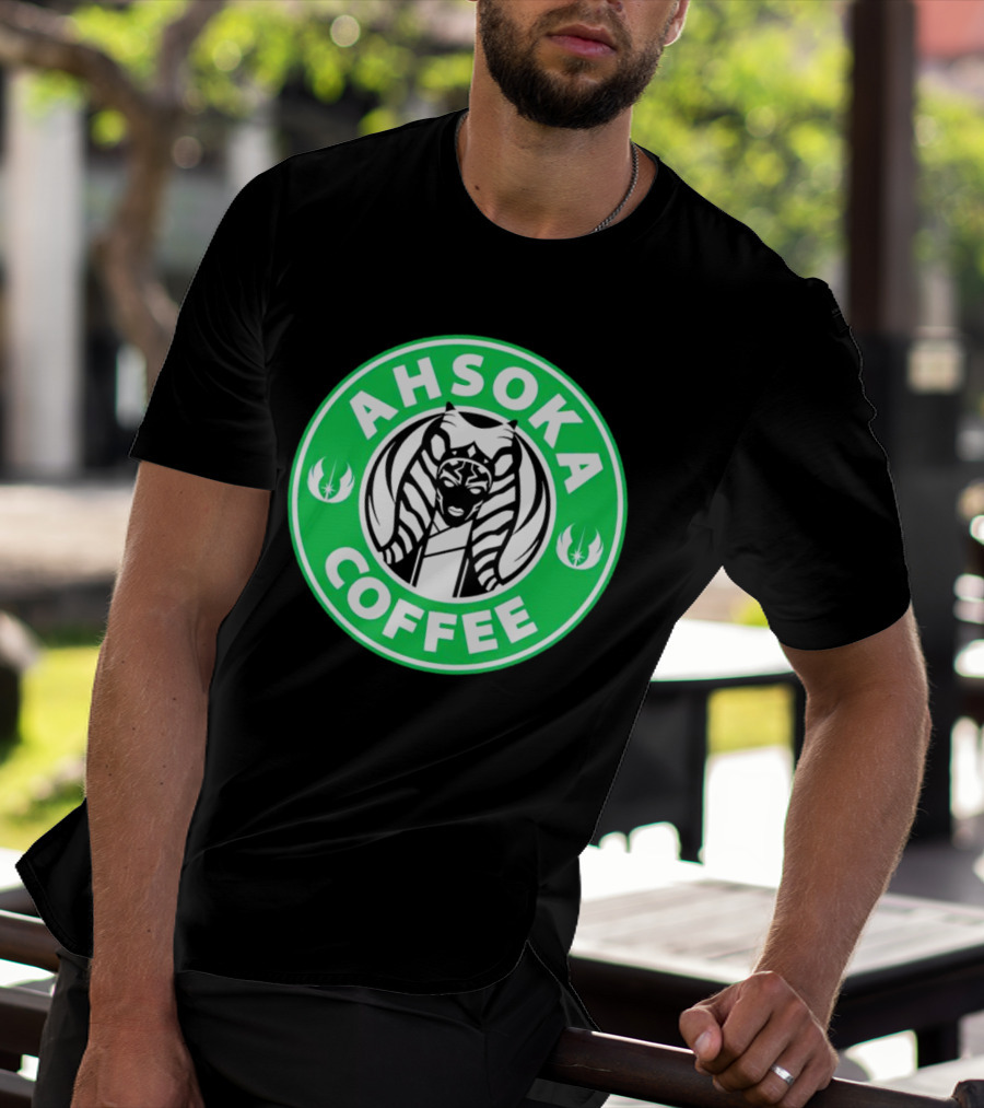 Ahsoka Coffee Star Wars Parody Logo Jedi Symbols T-Shirt