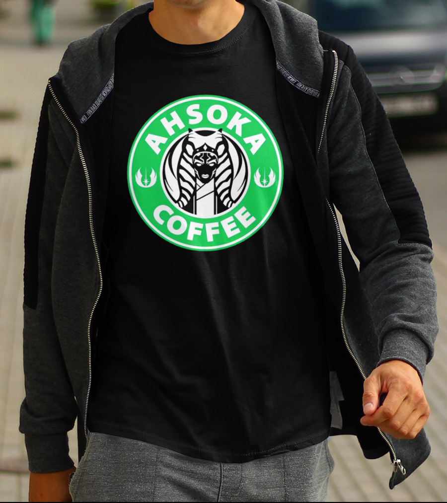 Ahsoka Coffee Star Wars Parody Logo Jedi Symbols T-Shirt