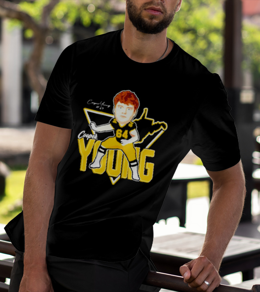 Cooper Young 64 Caricature Signature Football T-Shirt