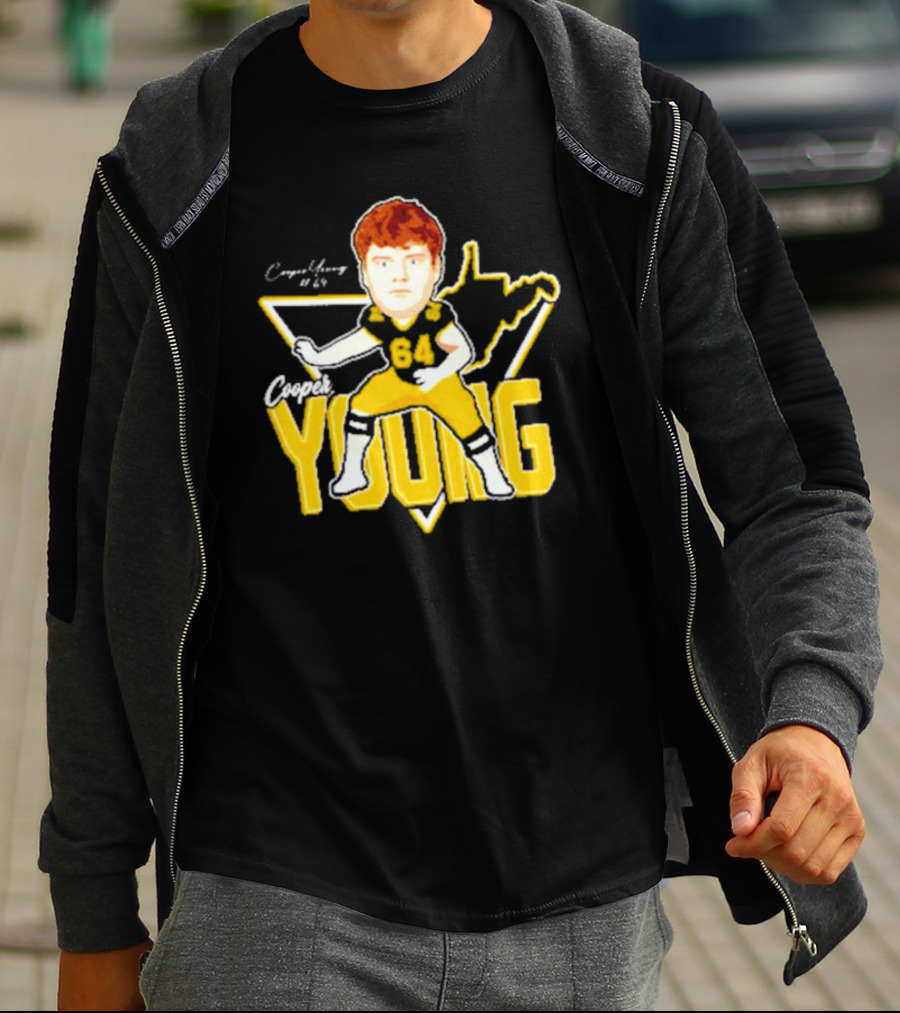 Cooper Young 64 Caricature Signature Football T-Shirt
