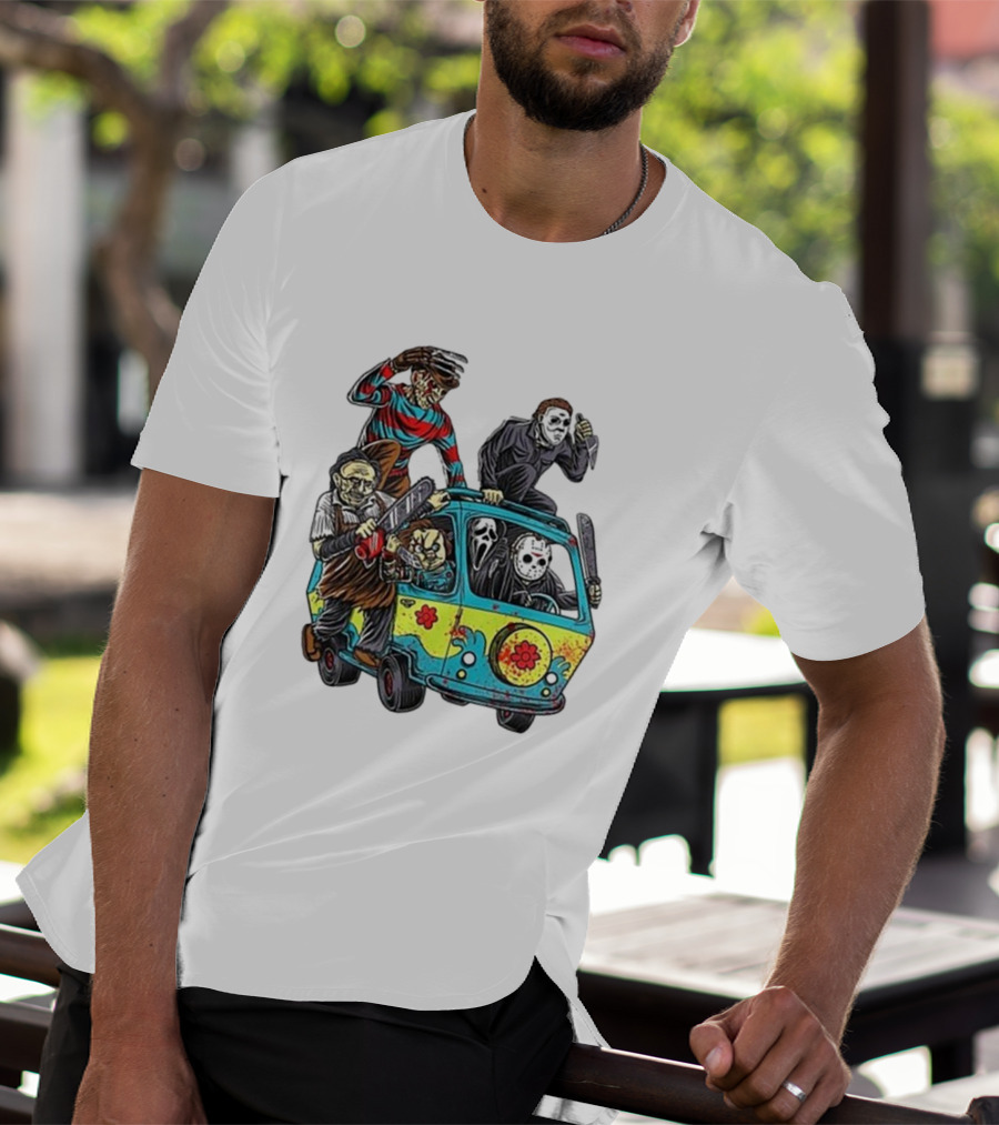 Horror Movie Characters Spooky Van Halloween Adventure T-Shirt