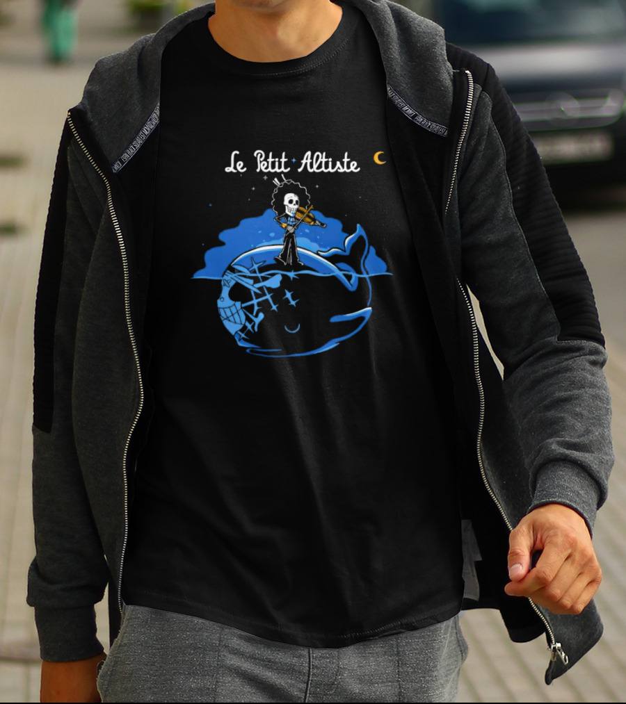 Le Petit Altiste Skeleton Violinist On Whale Under Moon T-Shirt