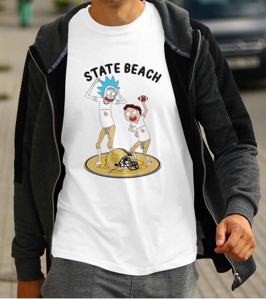 State Beach Long Beach Rick And Morty Dancing Football Helmet T-Shirt