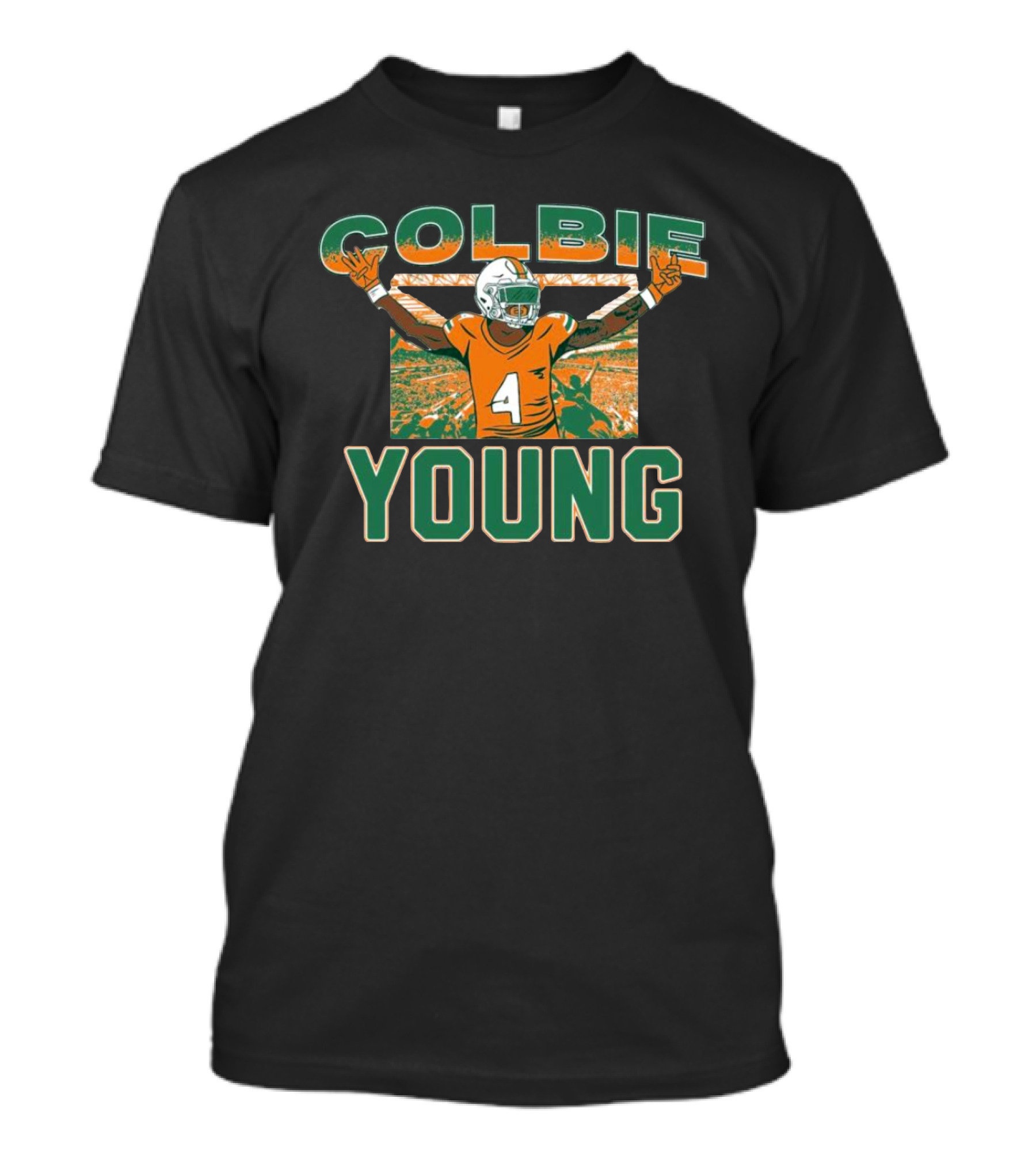 Colbie Young Number 4 Miami Hurricanes Football T-Shirt