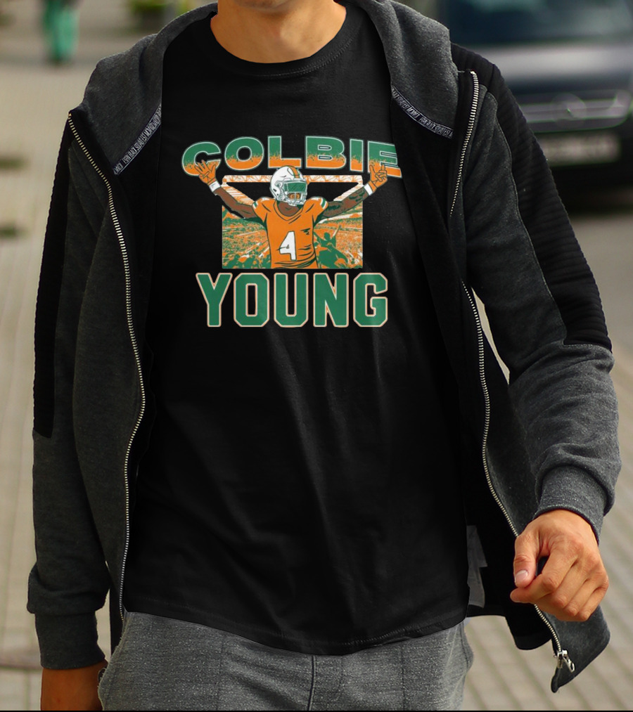 Colbie Young Number 4 Miami Hurricanes Football T-Shirt