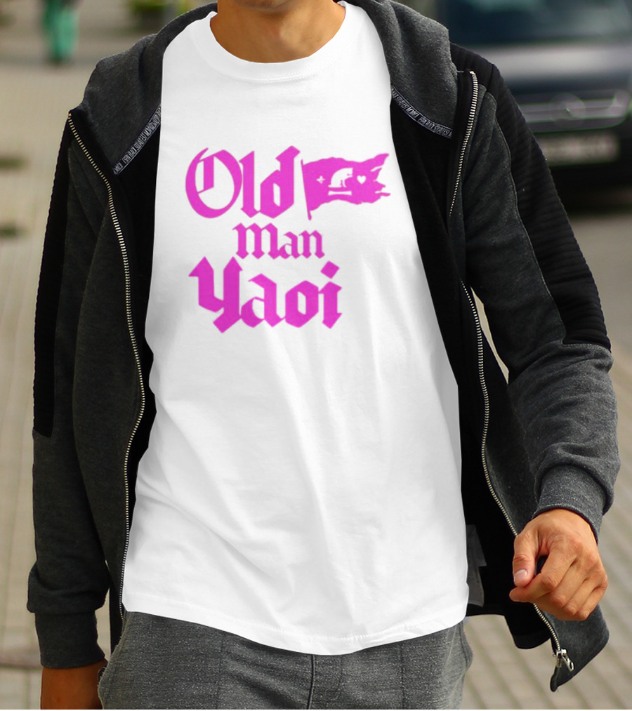 Old Man Yaoi Pink Gothic Text T-Shirt
