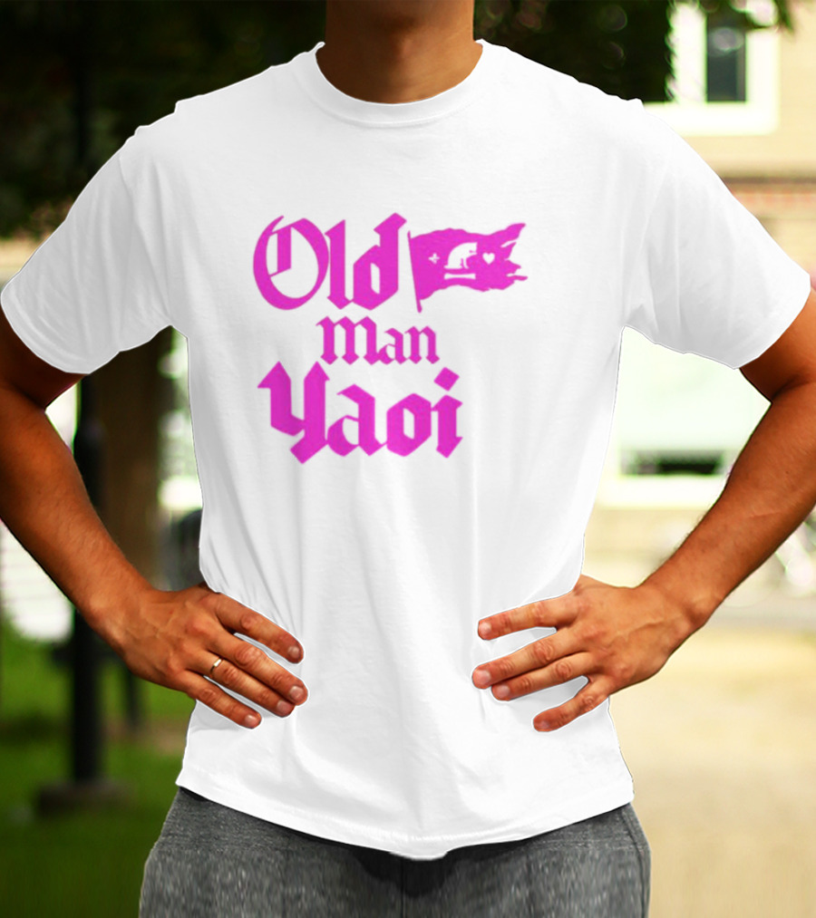 Old Man Yaoi Pink Gothic Text T-Shirt
