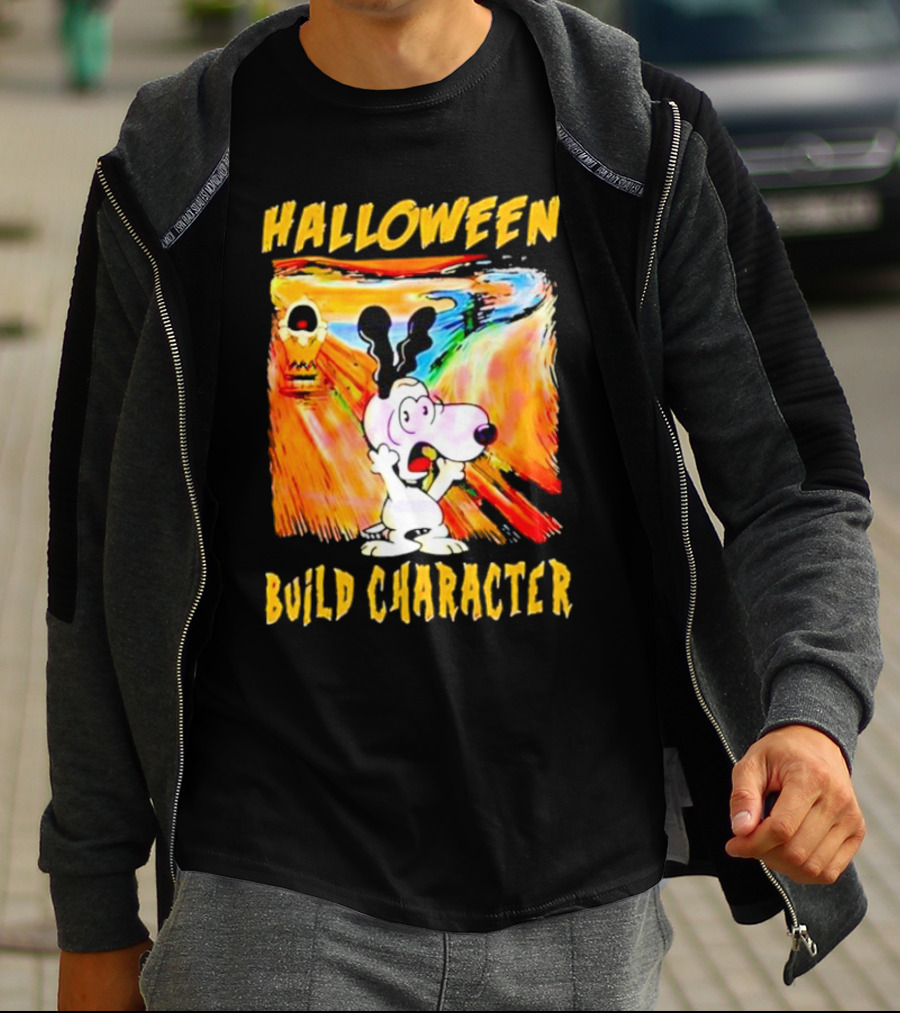 Halloween Build Character Snoopy Scream Painting T-Shirt