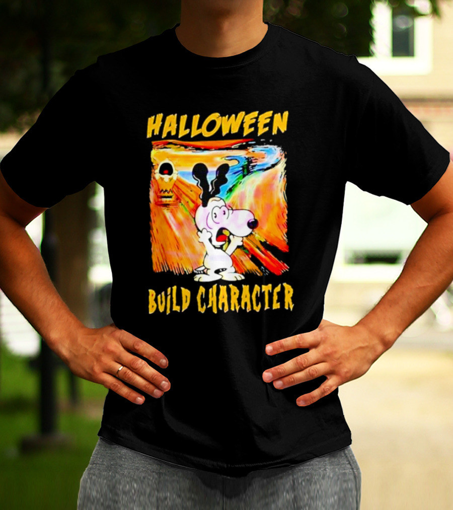 Halloween Build Character Snoopy Scream Painting T-Shirt