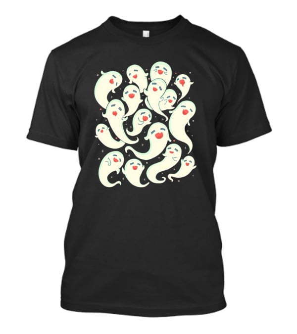 Spirited Squad Ghostly Gathering With Playful Faces T-Shirt