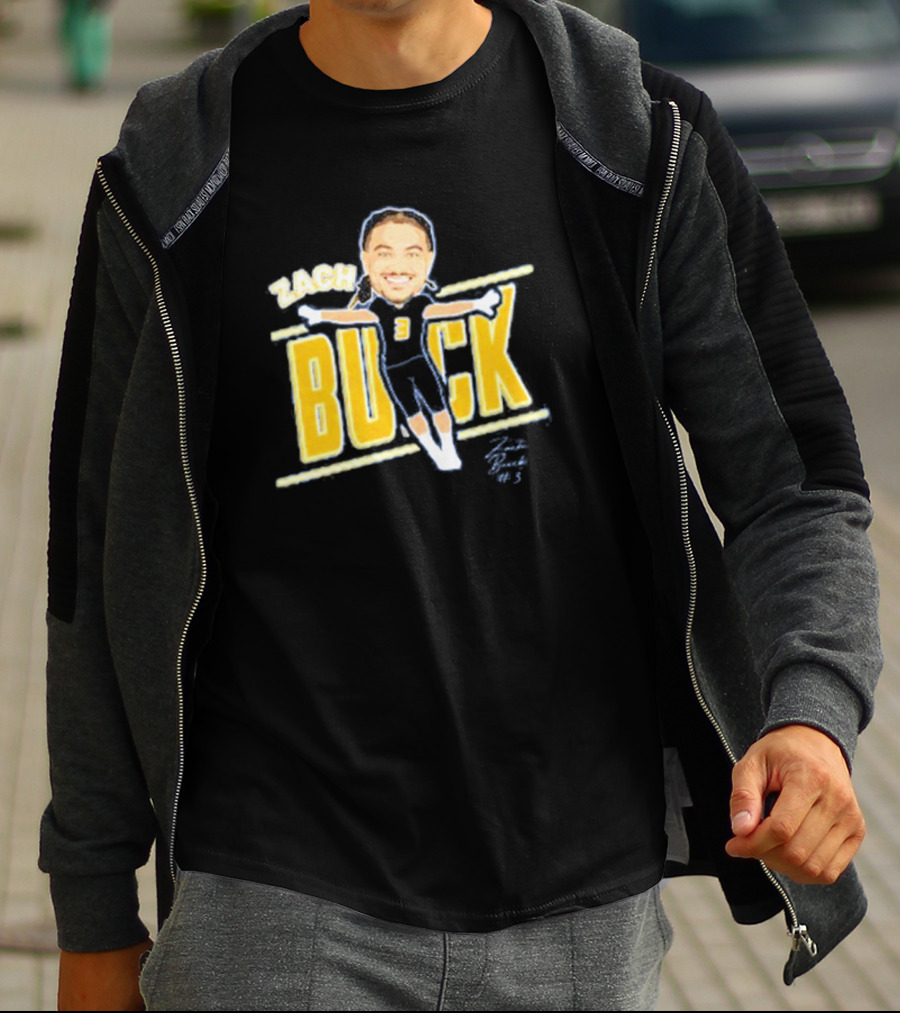 Zach Buick Caricature Signature Celebrating Number 3 T-Shirt